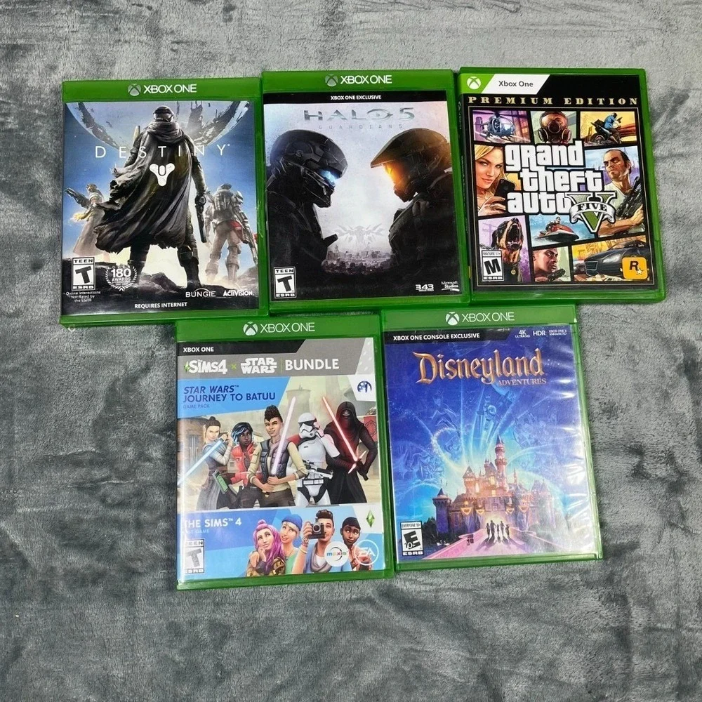 Lot of 5 Xbox One Games - Halo, Destiny, Grand Theft Auto 5, Sims Bundle ✅